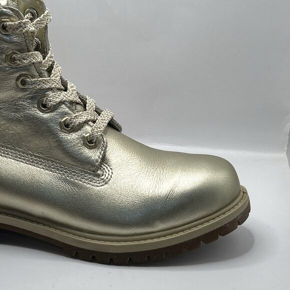 Timberland 6-Inch Premium Waterproof Boots Gold Leather Women’s 7.5M Store Model - Picture 13 of 16